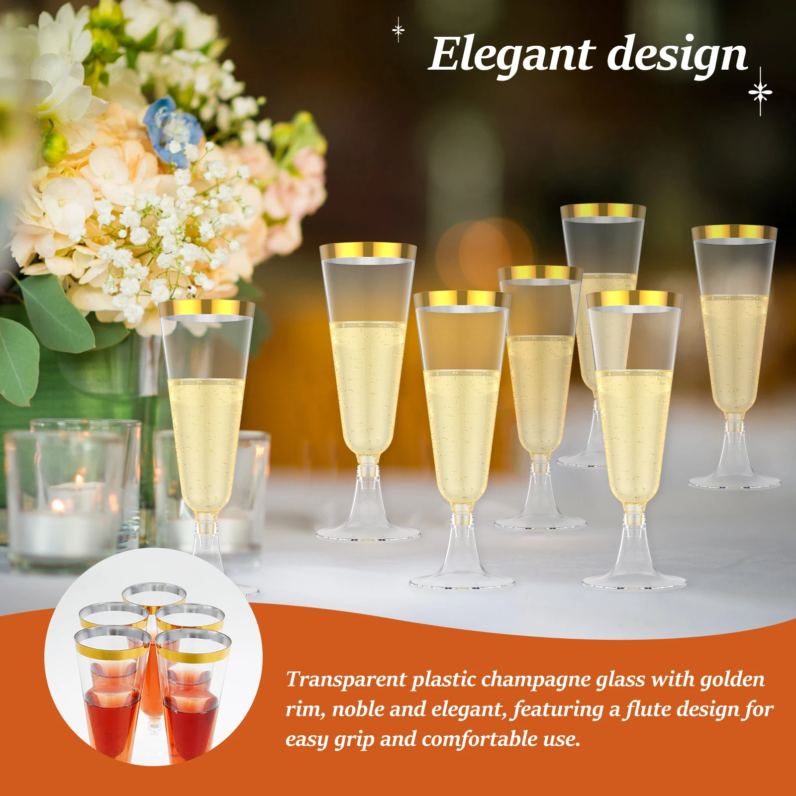 50Pcs Plastic Champagne Flutes - Plastic Cup 50Pcs のレビューと価格