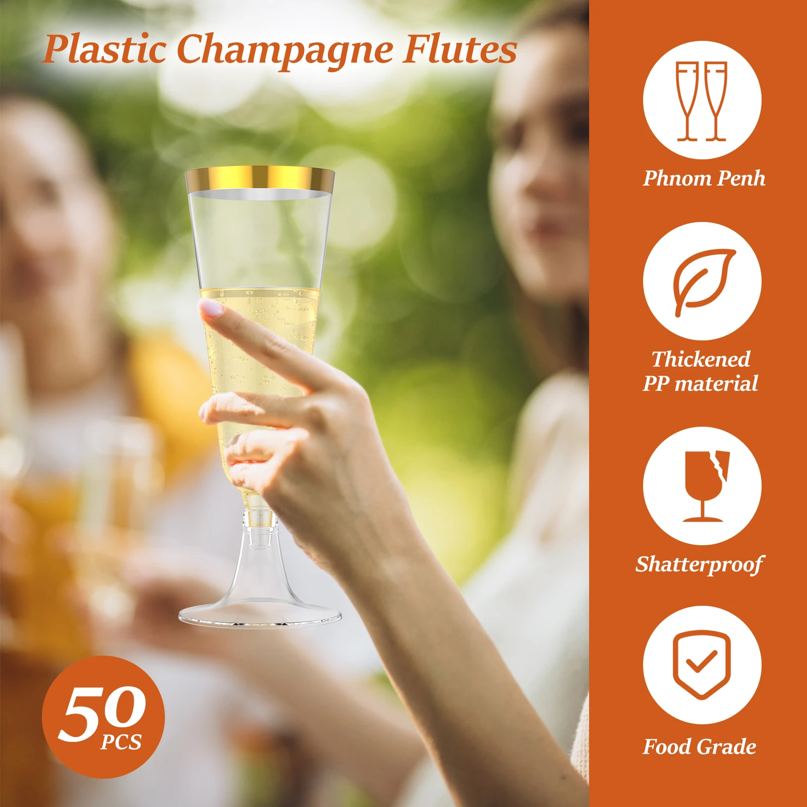 50Pcs Plastic Champagne Flutes - Plastic Cup 50Pcs のレビューと価格