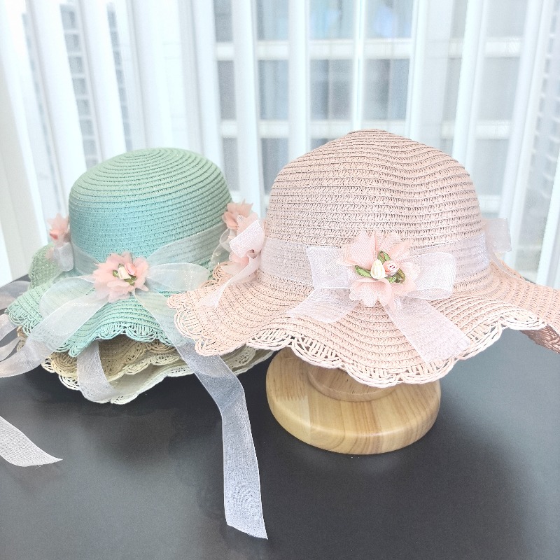 Girls 2pcs Straw Hat Solid Col - Paper Straw Color のレビューと価格