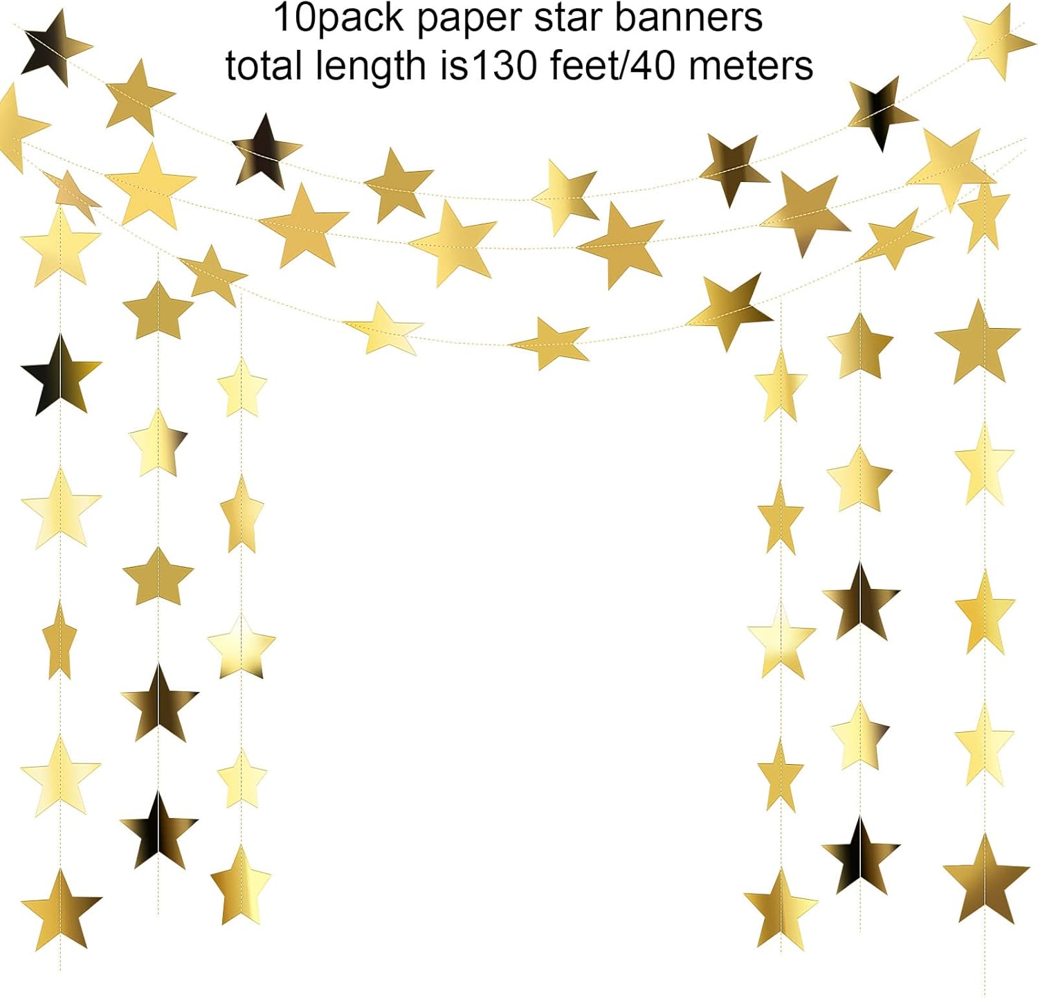 130ft Star Garland Banner for  - Party Banner Gold のレビューと価格