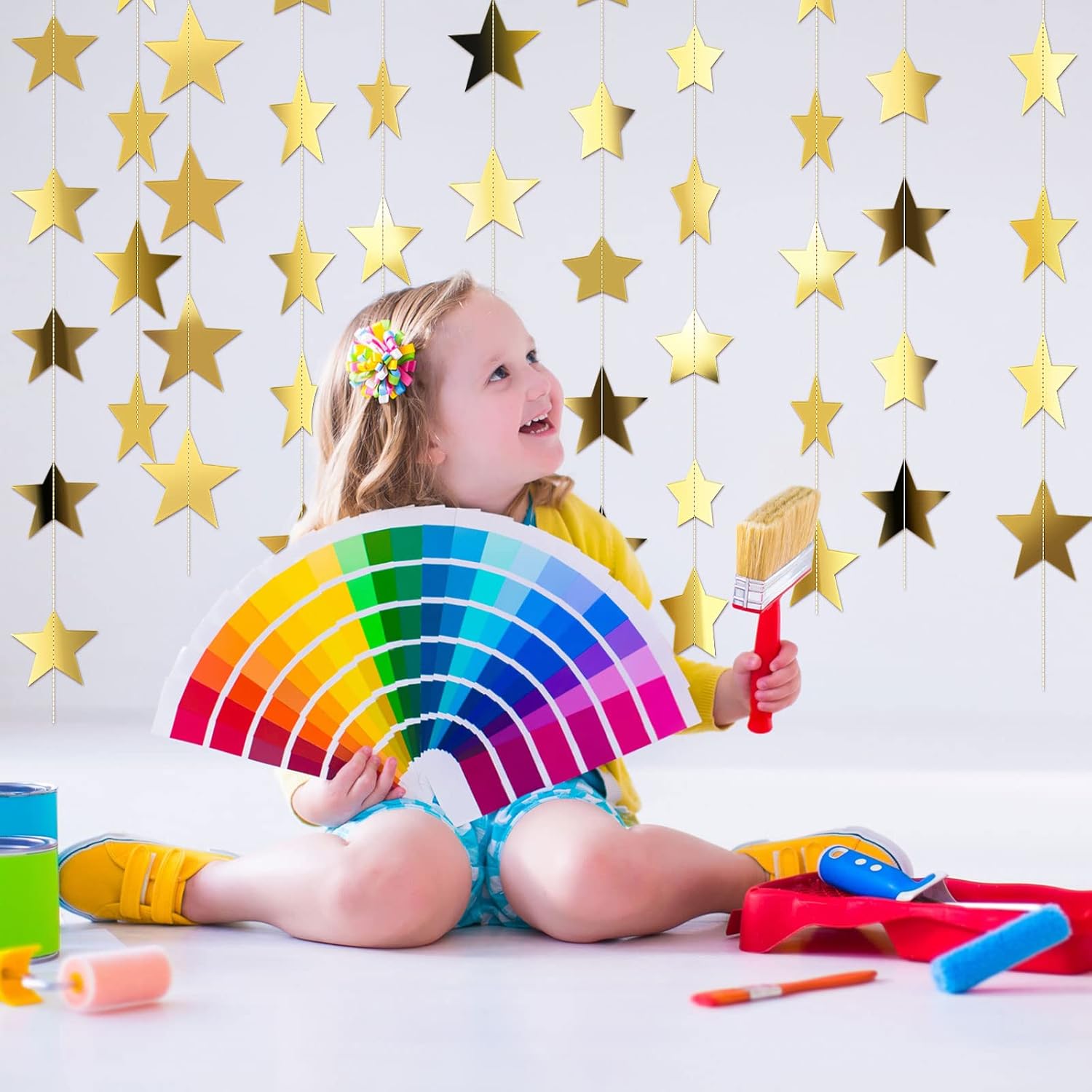 130ft Star Garland Banner for  - Party Banner Gold のレビューと価格