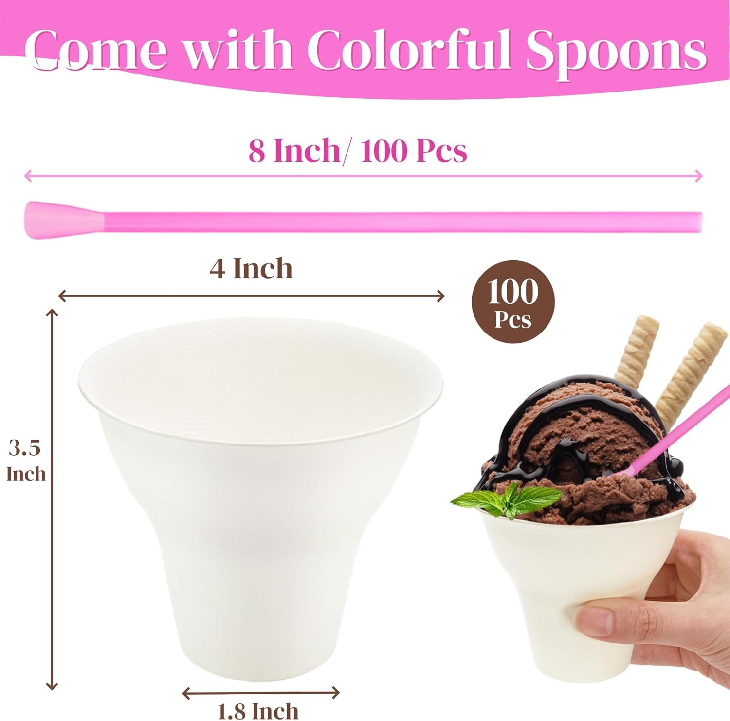 100 Pack Snow Cone Cups and St - Paper Straw Color のレビューと価格